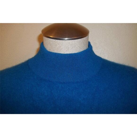 PRIVE Peacock Blue 100% Cashmere Turtleneck Sweater M - Picture 3 of 4